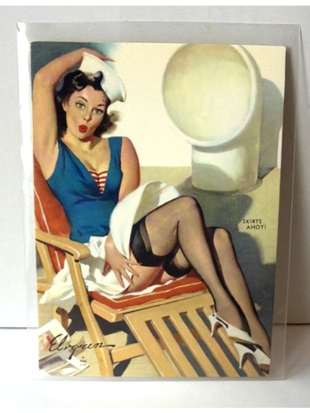 1993 Gil Elvgren Calendar Pinup Art Trading Card Single #49 Skirts Ahoy Retro